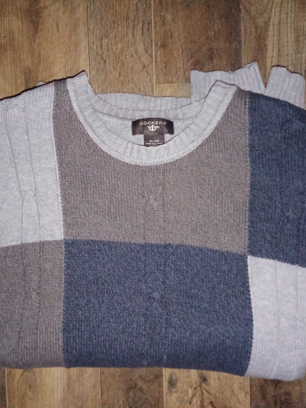 Dockers Men's Colorblock Crewneck Sweater Navy Gray XL
